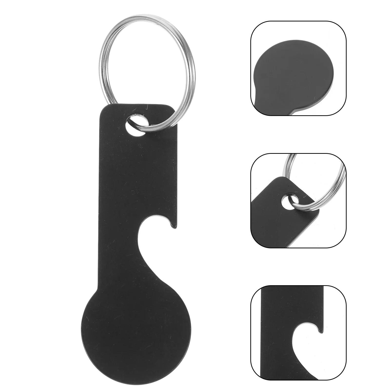 4 Pcs Bottle Opener Pendant Token Keychain Ring Hanging Trolley Supplies Stainless Steel