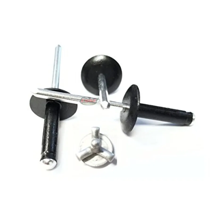 مسامير بوب متفجرة سوداء 3/16 ثلاثية الطي صغيرة من الألومنيوم برأس فولاذي مغزل.040 -.354 قفل نطاق قبضة لتصنيع المعادن