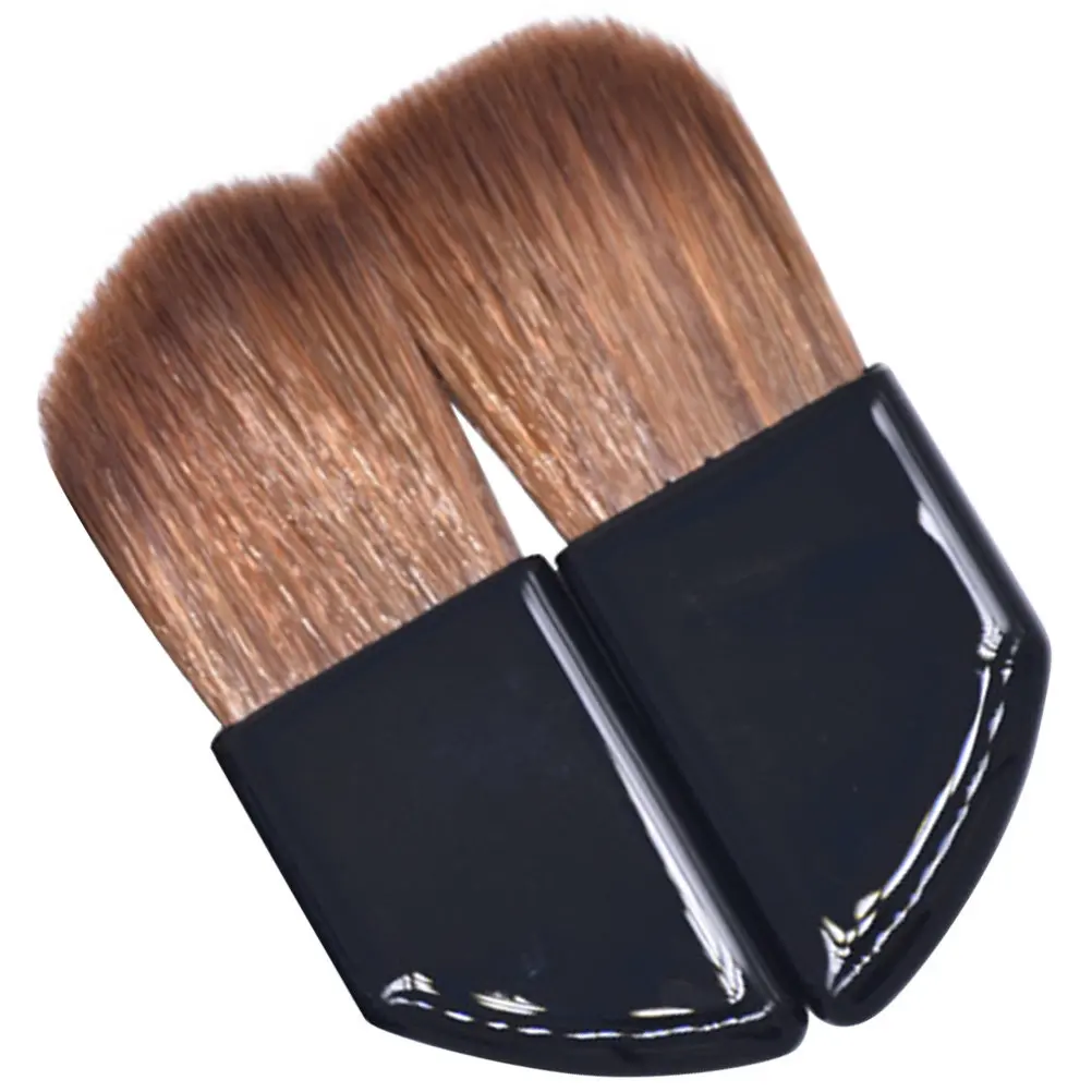 2Pcs Portable Blush Brush Set Small Size Nylon Plastic Cheek Brush for Travel Home Business Daily Use Makeup Foundation Powder