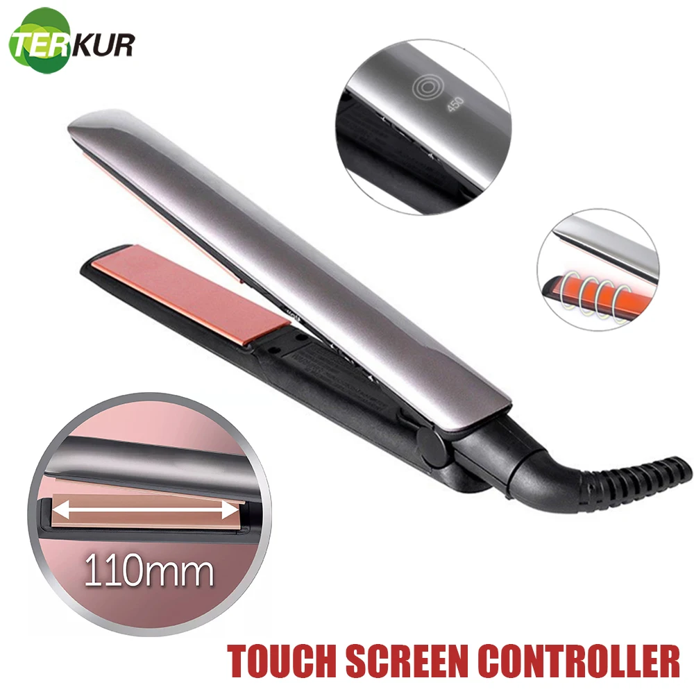 2 in1 Professional Hair Straightener Curling Iron PTC Heating Flat Iron Tourmaline Ceramic with Digital Max 230℃/450℉ Dry＆Wet