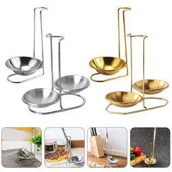 304 Stainless Steel Kitchen Accessories Tableware Storage Shelf Soup Spoon Rest Stand Spoon Utensil Rack Single/Double Ladle
