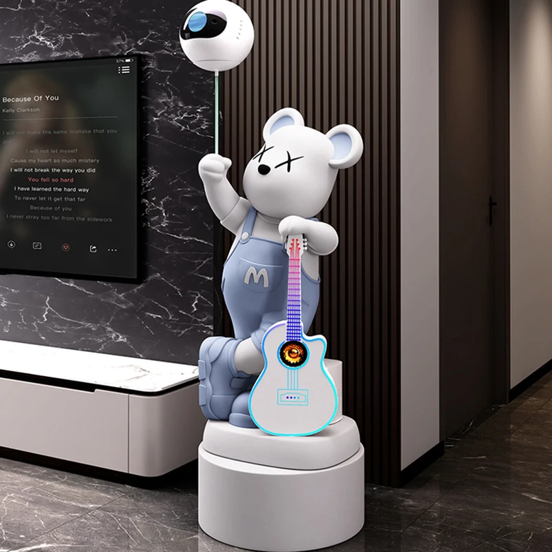 Cartoon Bear Statue Bluetooth Piggy Bank Floor Decoration Home Decor Living Room Animal Sculpture Art Ornament Housewarming Gift