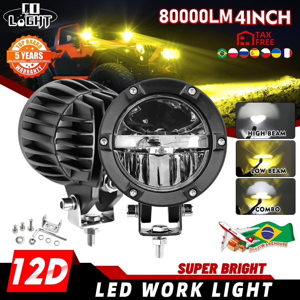 

CO LIGHT 4Inch Round Motorcycle Led Light Pods Spot Fog Light 3500K 6500K Offroad Driving Auxiliary Ditch Light for Truck SVU