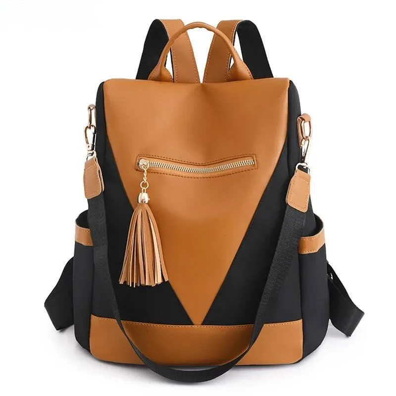 

Women Casual Anti-theft Backpacks Patchwork Color Large Capacity Backpack Nylon Fabric Youth Backpack Student Travel Backpacks