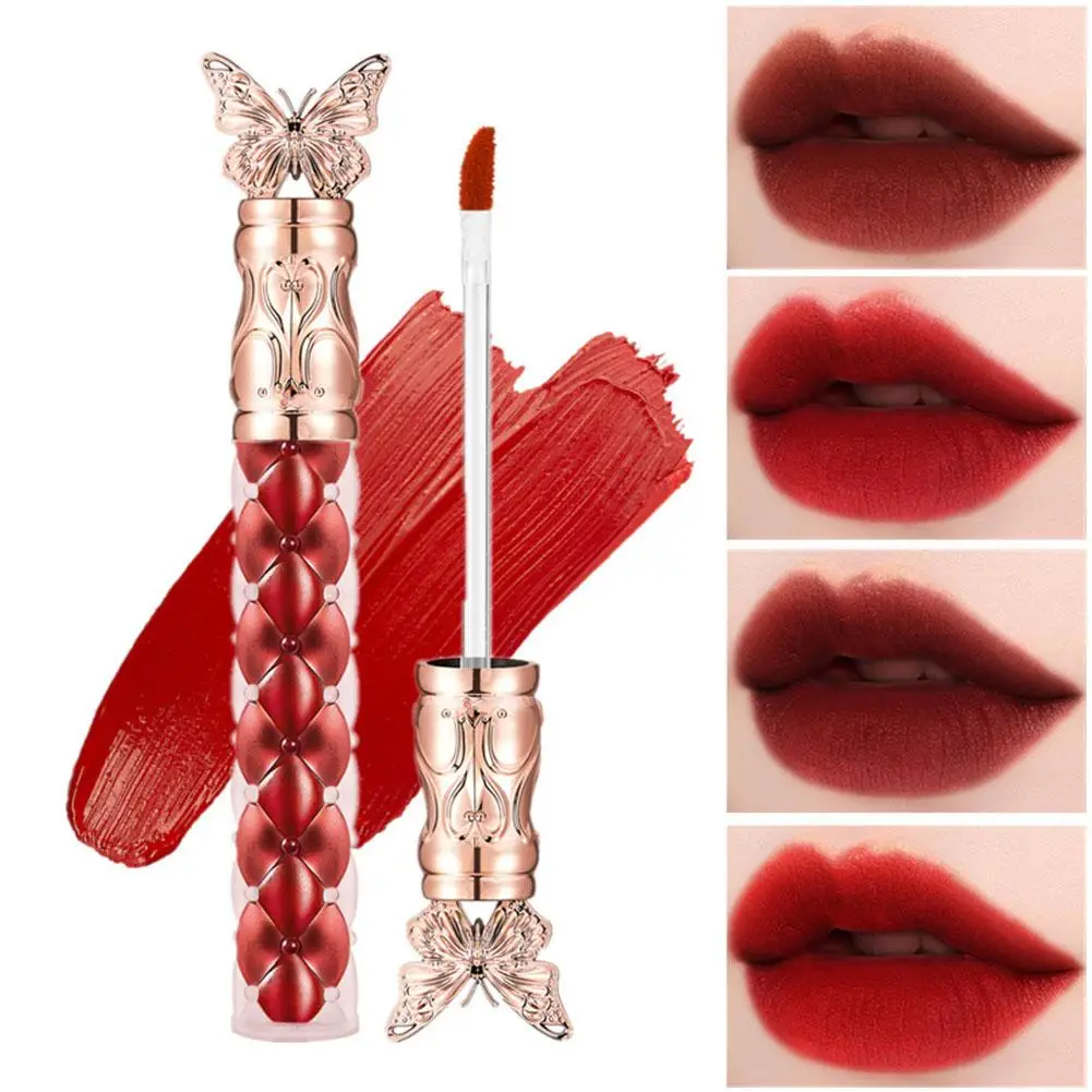4 Colors Matte Lacquer Lip Gloss Liquid Lipstick Long Lasting Non-Sticky And Long-Lasting Wear For A High-Shine Glass Effec L0A1