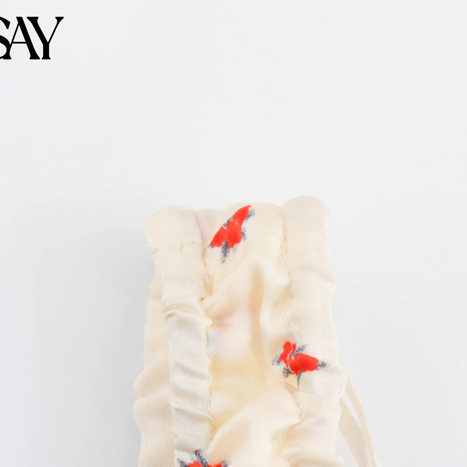 BSAY 女性ファッション夏セクシーなフラワープリントノースリーブバックレススリング V ネックサテンドレスシックな女性フレンチエレガンスイブニング