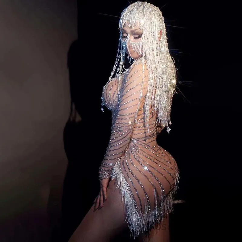 Drag Queen Outfit Festival Party Show Rave Danskostuum Glitterjurk Sexy Gogo Danskleding Nightblub Bar Prestatiekleding