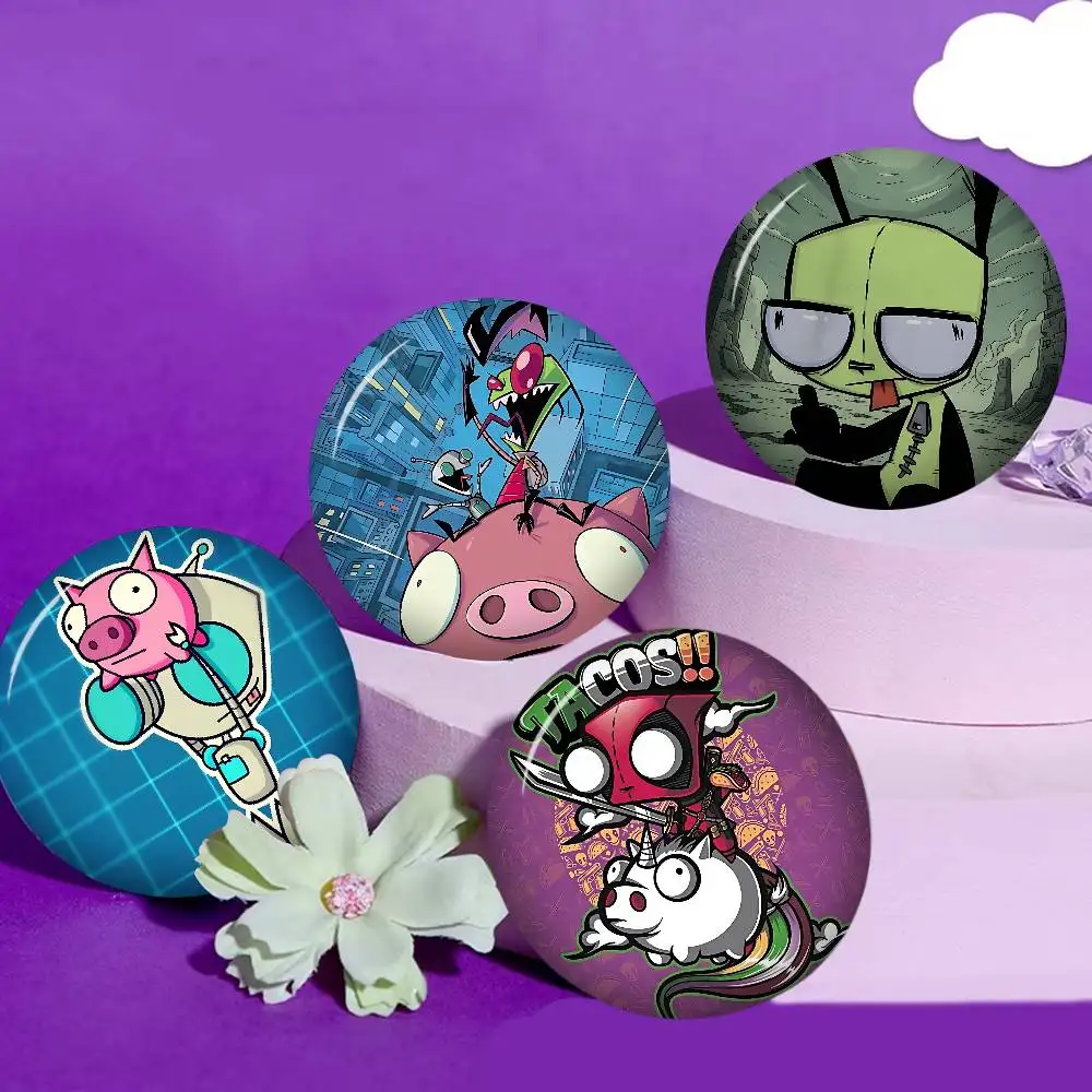I-Invader Zim 58mm Cute Series Pins Funny Badge Interesting Cartoon Animals Brooches Backpack Clothes Gift Accessory
