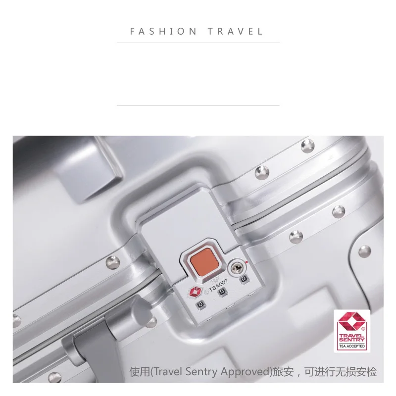 Carrylove 20"24" Inch Aluminum Trolley Suitcase Waterproof Metallic Cabin Luggage Trolly Bag With Wheels