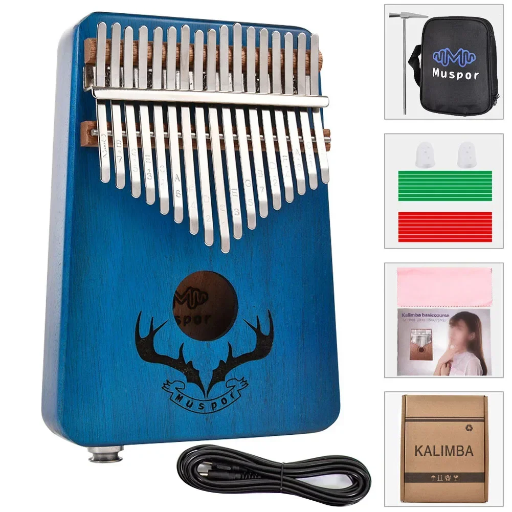 Brand New EQ Kalimba 17key Kalimba Pickup Thumb Piano With Bag Yellow/Brown/Blue 17 Key Cable Tuner For Beginner