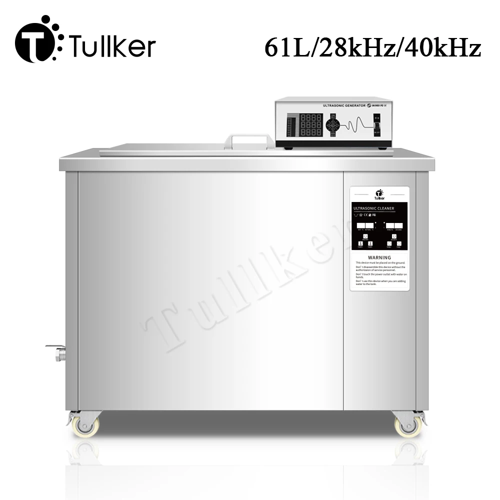 Tullker 61L Ultrasonic Cleaner Aircraft Engine Block Printer Bath Gun Carbon Carburetor DPF Ultra Sonic Cleaning Stainless Tank