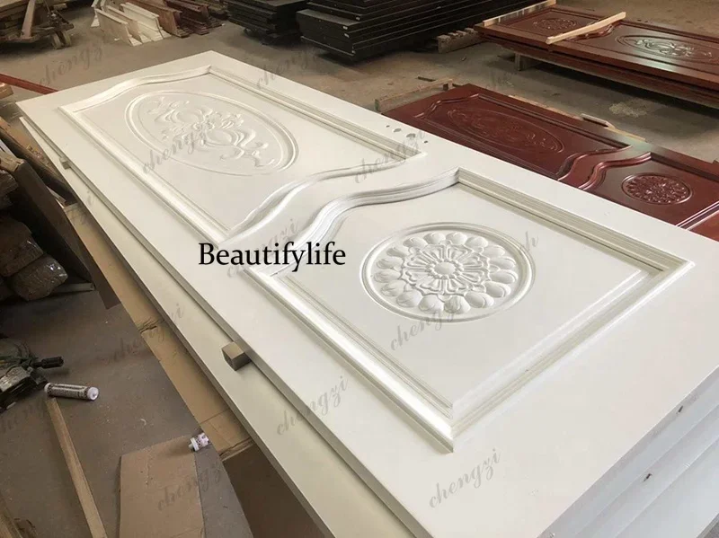 TTT  Customization Popular American Solid Oak Single Decorative Carved Pattern Door For Interior Door Design