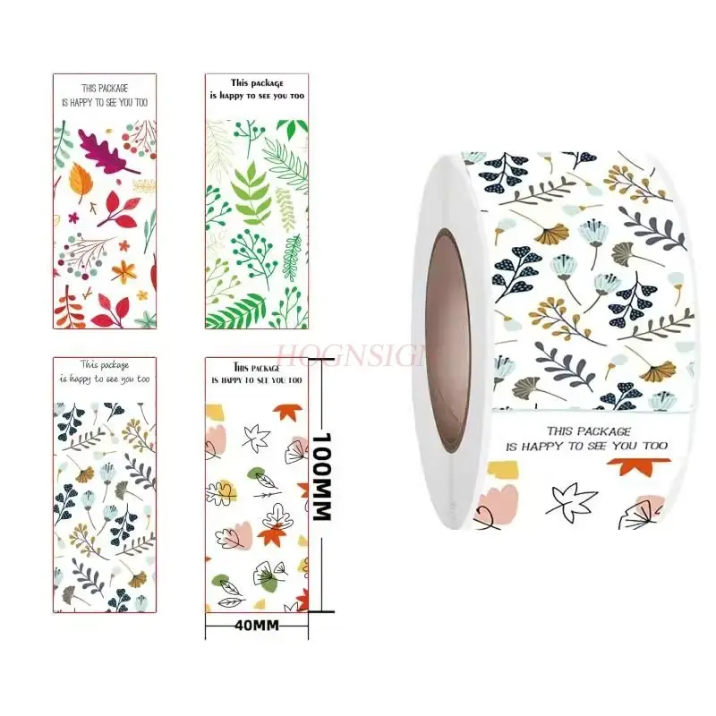 1roll Colorful printed decoration, thank you sticker, rectangular seal, sealing sticker, baking packaging bag sticker