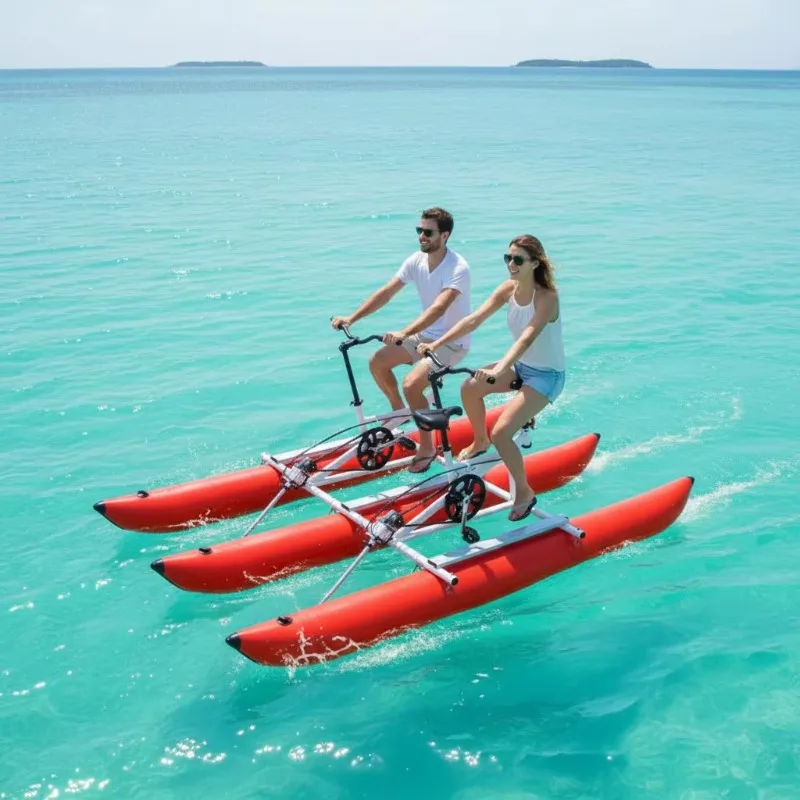 

Airo QIQU Unsinkable Trimaran Pontoon Boat for Lake and River Fishing Family Water Pedal Bike