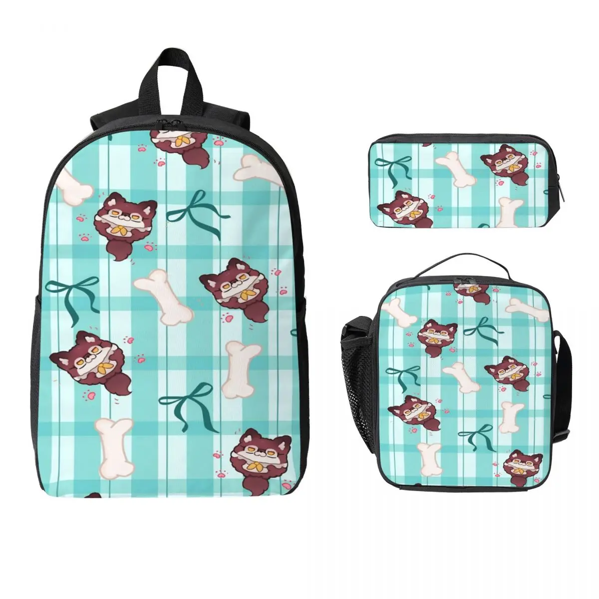 3Pcs Love And Deepspace Valko Backpack Set for Children Pen Bags Bookbag Sets with Lunch Box For School Students Knapsack