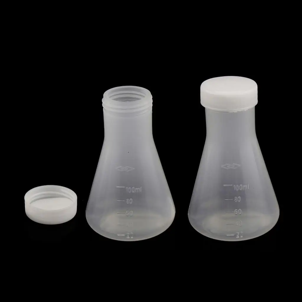 Measuring Laboratory Conical Flask 100ml Graduated Plastic Erlenmeyer Transparent Flasks Set for Science Lab