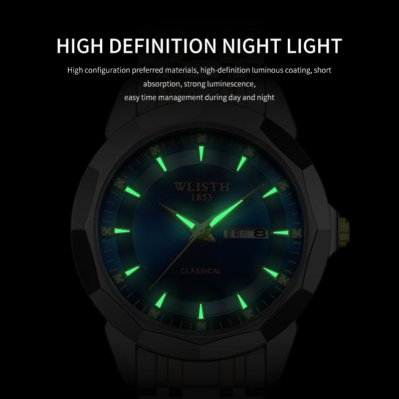 Luxury Men Watch Waterproof Luminous Sports Men Watch Stainless Steel Top Quailty Wristwatch Quartz Clock Business Men's Watches