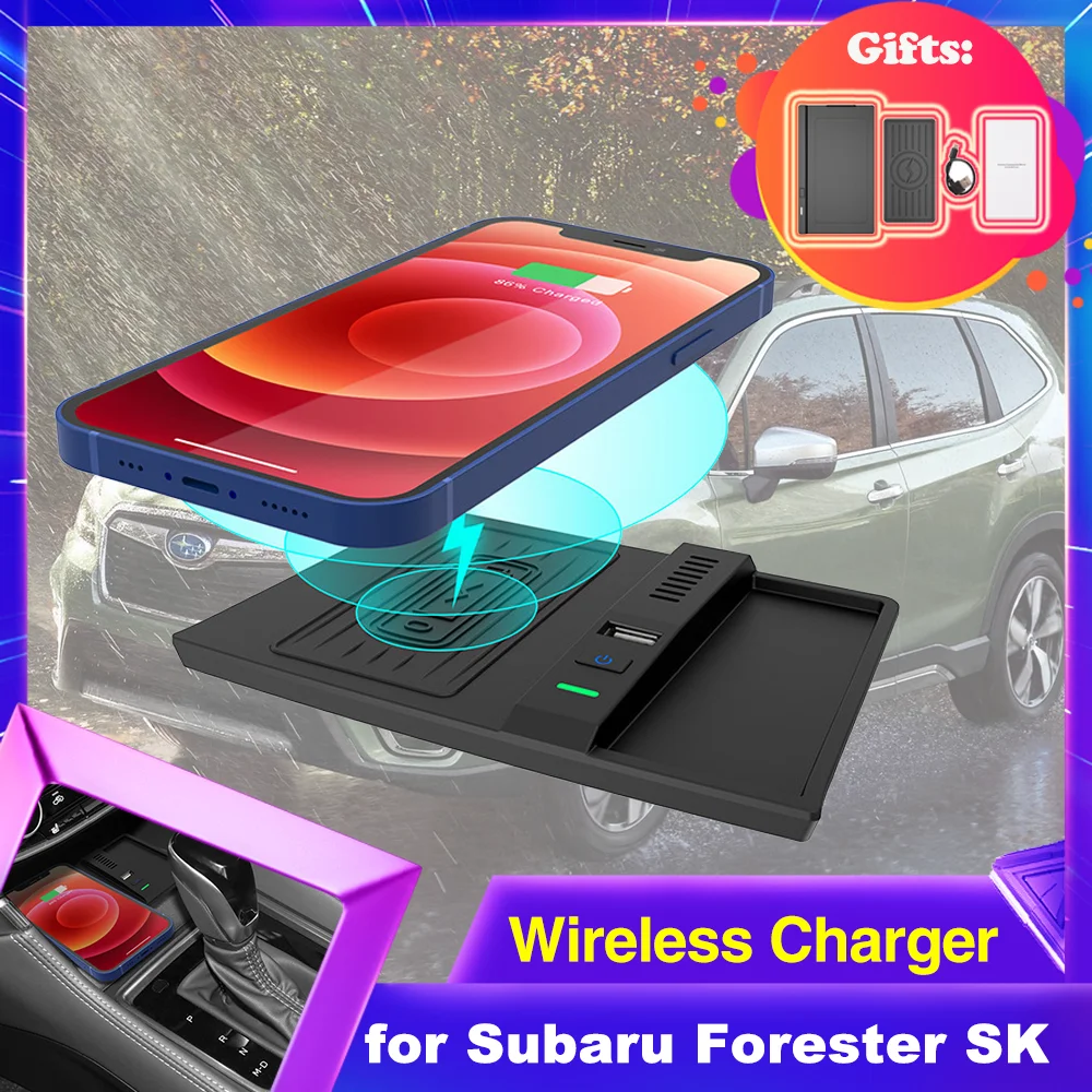 Car Wireles Charging Pad for Subaru Forester SK Sport JDM MK5 Wilderness 2019~2022 Phone Fast Charger Plate Accessorie 2020 2021