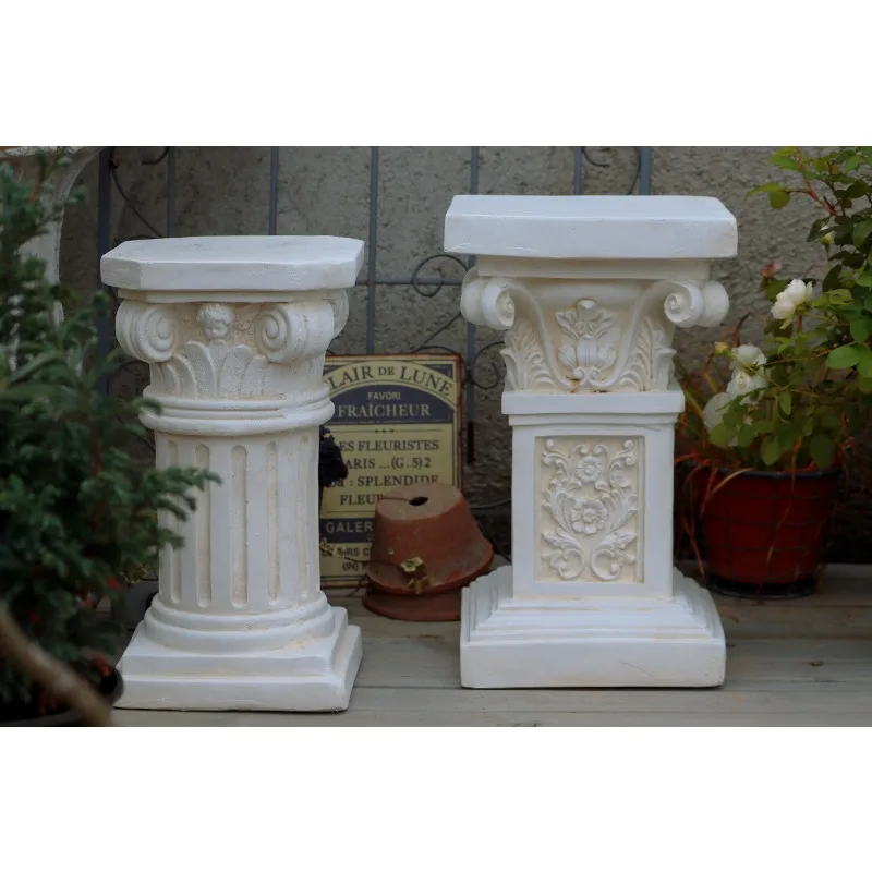 European Garden Roman Pillar Flower Pot Courtyard Villa Entrance Home Decoration Wedding Road Guide Sculpture Base Ornament
