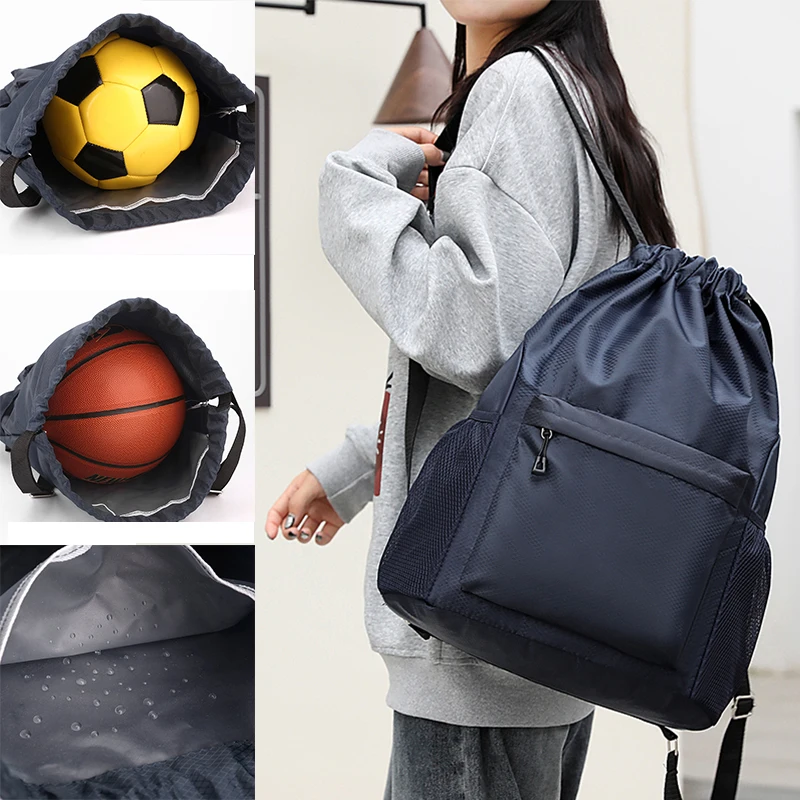 

Мужской и женский карманный рюкзак на шнурке для фитнеса, спорта, баскетбола, новый нейлоновый водонепроницаемый рюкзак, большая дорожная сумка на шнурке