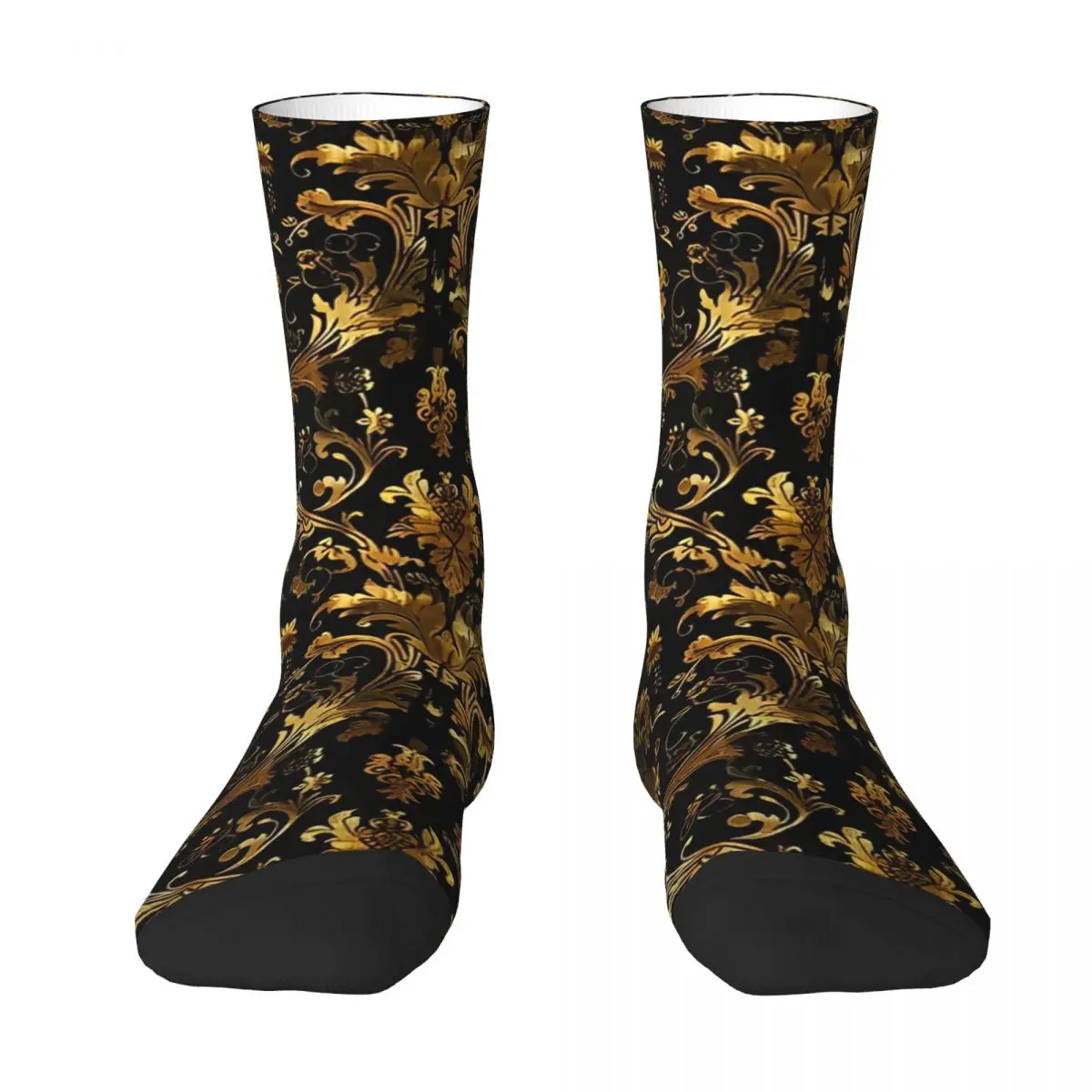 Luxury Golden Lion Flower Damask Ornament Pattern Stockings Women Men Baroque Socks Funny Socks Winter Anti Skid Socks Gift