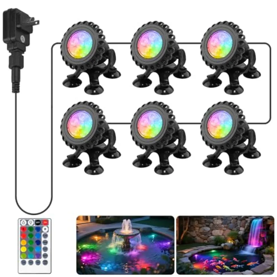 

Pond Lights LED Underwater 16 Colors with Timer Remote Control IP68 Waterproof Dimmable Submersible Fountain Lights Outdoor Spo