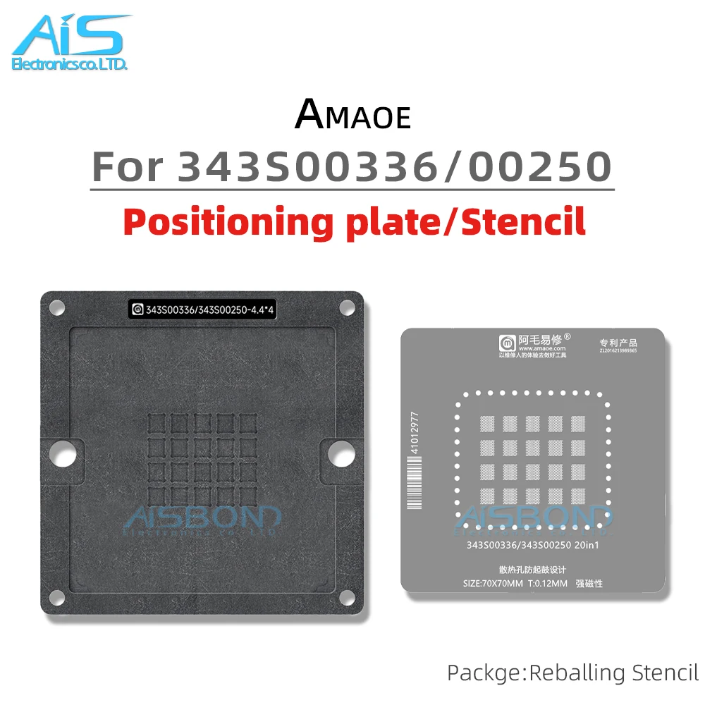 Amaoe BGA Reballing Stencil Template Station For 343S00336 343S00250 Touch ic Positioning Plate Plant tin net Steel mesh