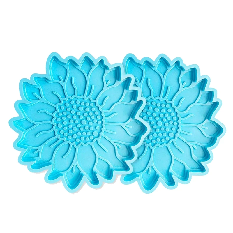 

2 Pcs Sunflower Coaster Resin Molds For Resin Casting,Coaster Resin Molds For Making Cups, Mats, Home Decoration