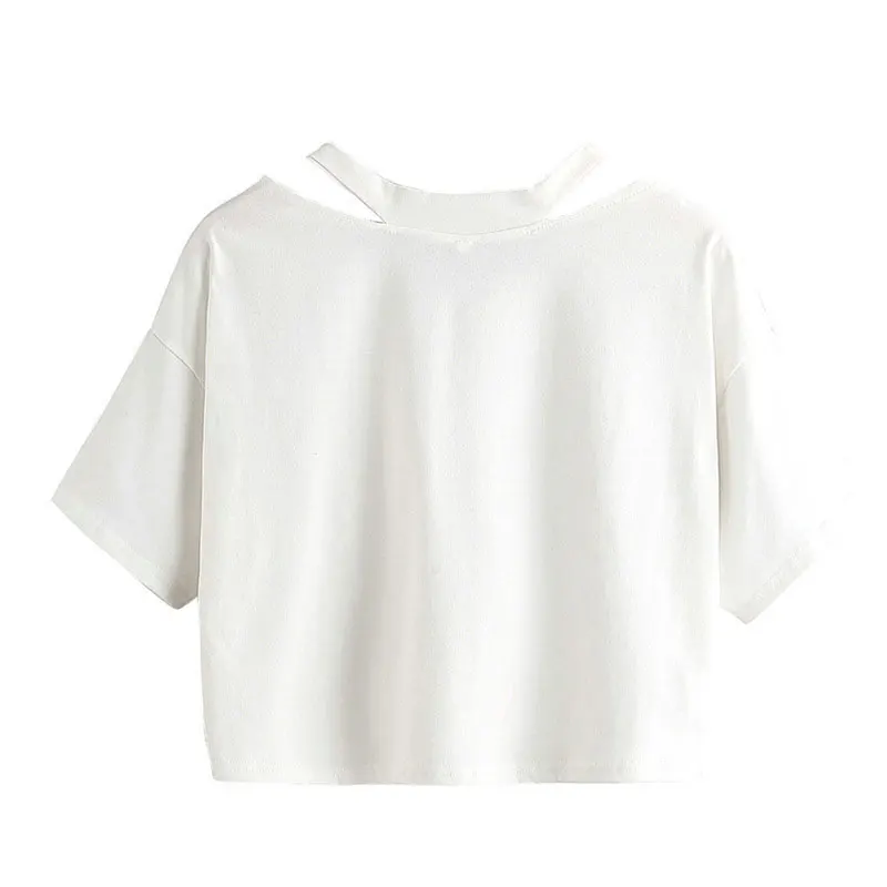 I Love Paris Women Funny Print T-Shirt Off Shoulder Hollow Sexy T-shirt V-neck Women's Short Sleeved Y2k Harajuku Clothes