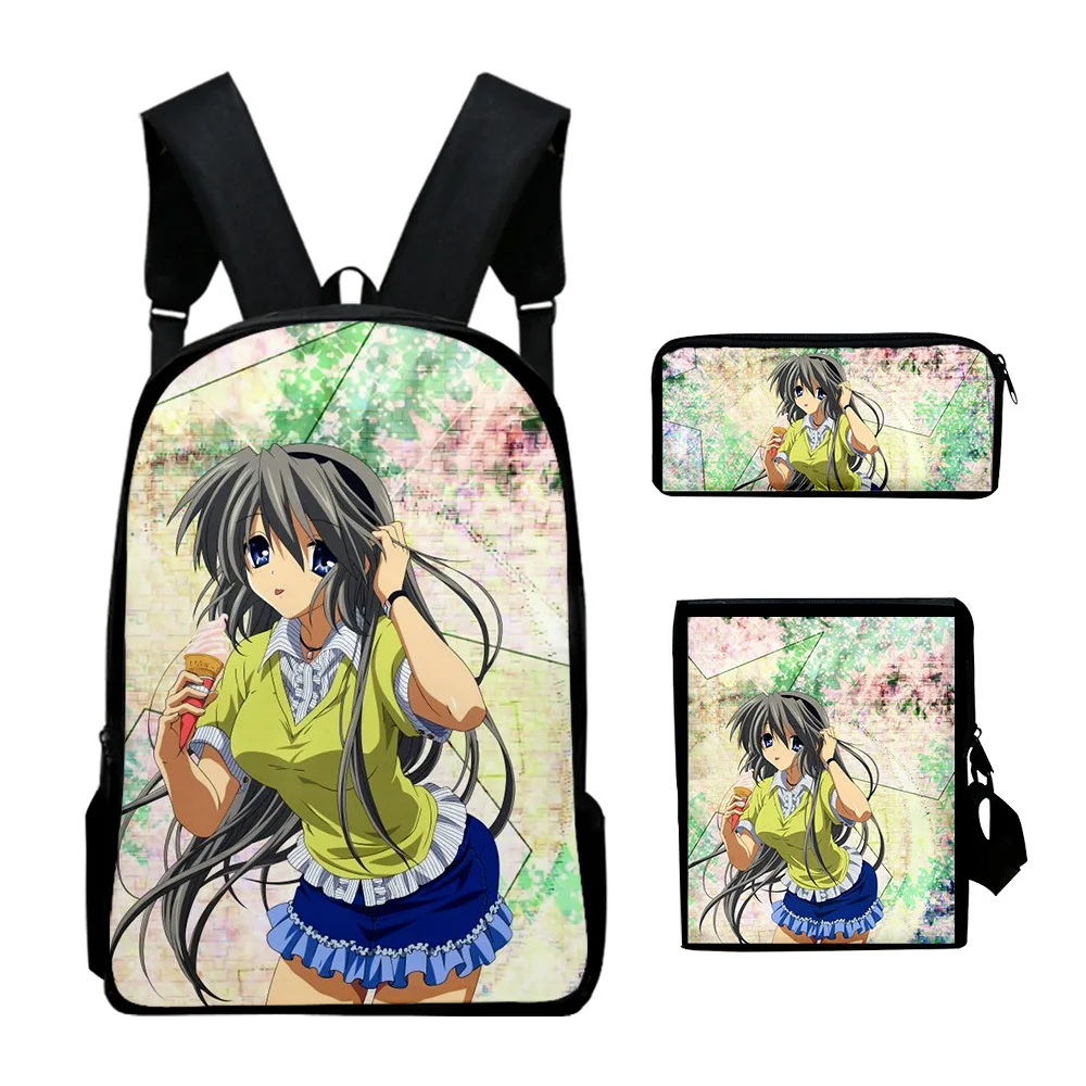 

Fashion Novelty Clannd 3D Print 3pcs/Set pupil School Bags Laptop Daypack Backpack Inclined shoulder bag Pencil Case