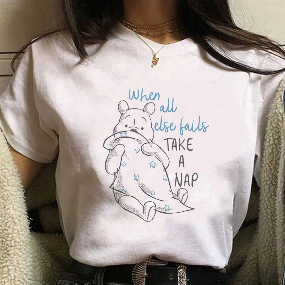 Disney Winnie The Pooh Women T-shirt Cartoon Graphic Short Sleeve T Shirts Summer Casual Top T-Shirt Aesthetic Harajuku Clothing