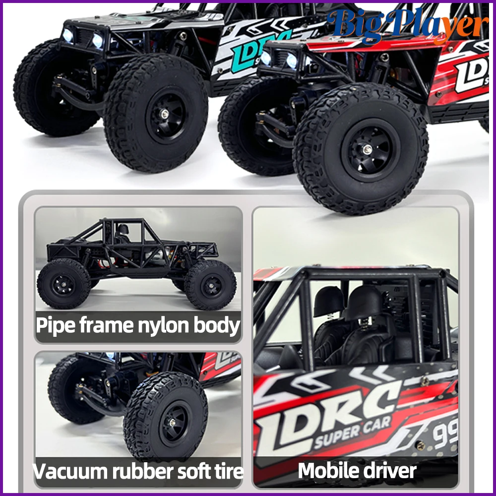 LDRC LD18499 1:18 4WD RC Off-Road Car Rock Crawler Climbing Vehicle 2.4G Remote Control Scale Model Toy Gift for Boys Adults