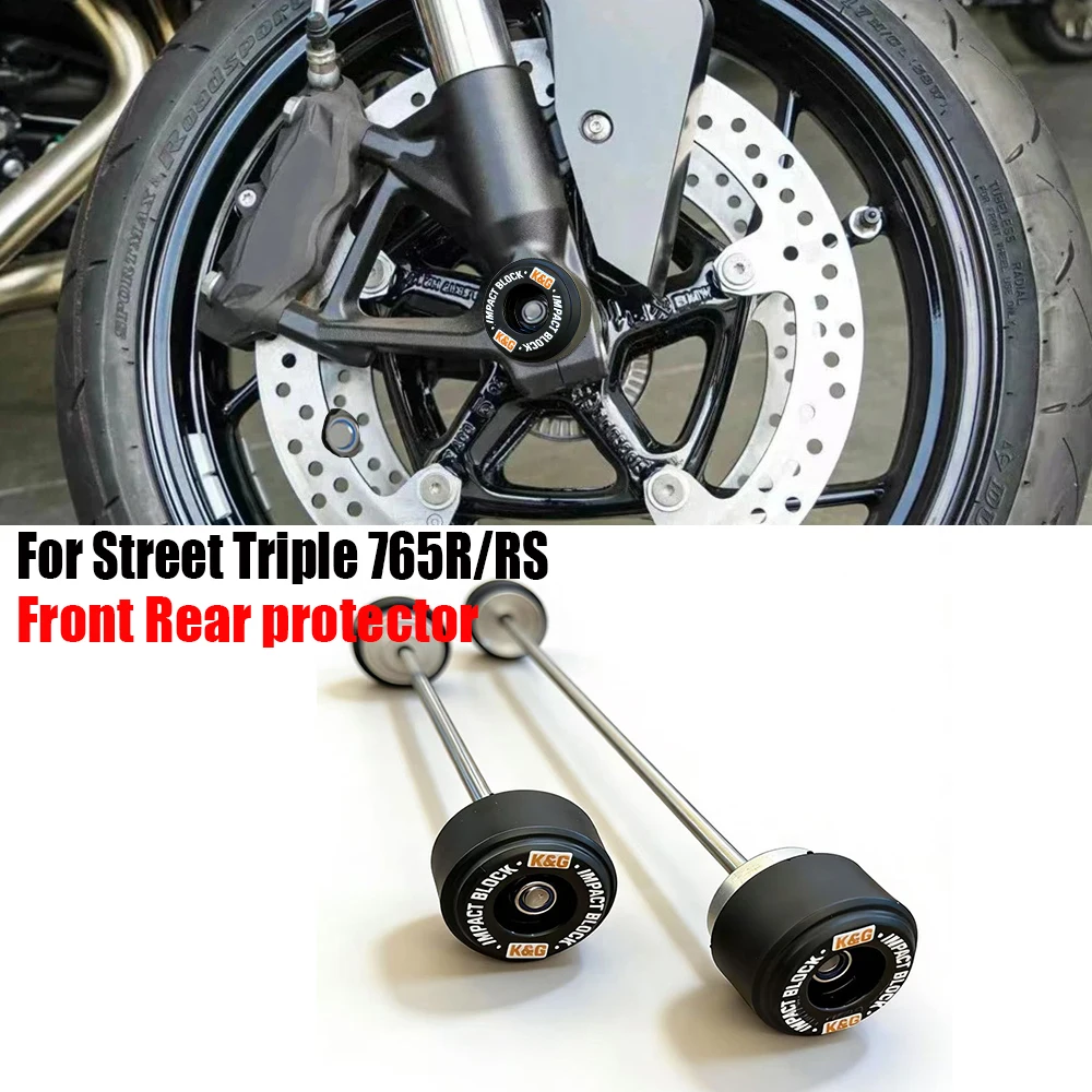 

for Street Triple 765R/RS/S 675/R/RX 2007-2024 motorcycle front and rear wheel spindle collision slider protector anti fall kit