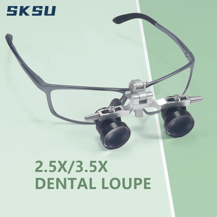 SKSU Dental Loupes, Adjustable Focal Length Loupes, Optical Glass Loupes, Metal Frame, Field Of View, Multiple Scenes
