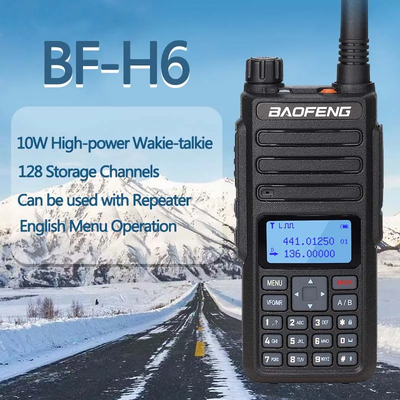 Baofeng-BF-H6 10W 워키토키, 10km 햄 라디오 송신기, 송신기, 136-174,400-470MHz, 양방향 라디오, 2PC