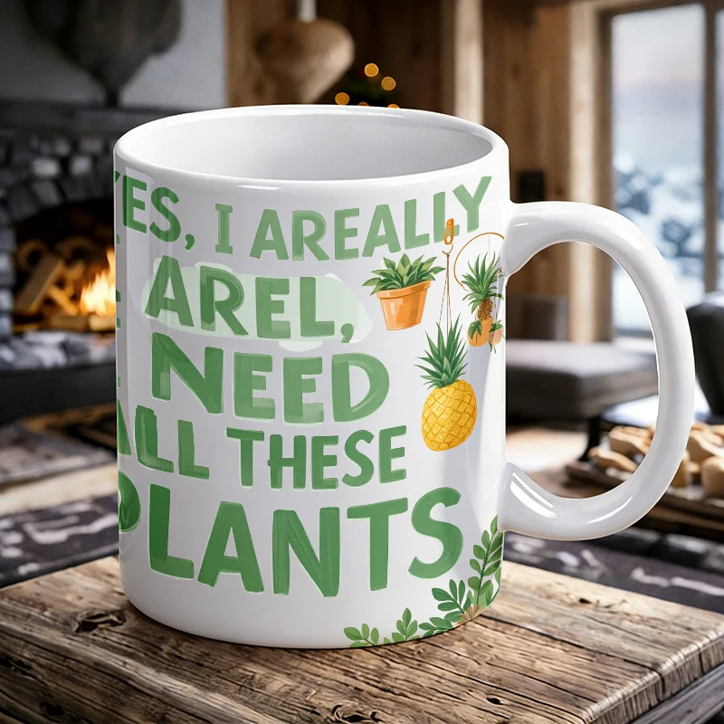

Plant Lover Slogan Mug, Green Potted Succulent Ceramic, Coffee Cup, Milk Cup, Office Tea Cup, Gift for Friends, Fade-Resistant