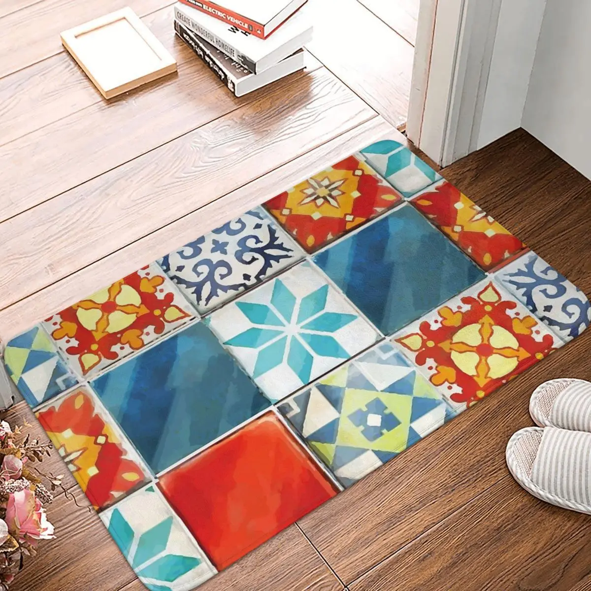 Colorful Azulejos Tiles From Azul Board Game Non-slip Doormat Floor Mat Carpet Rug for Kitchen Entrance Home Balcony Footpad Mat