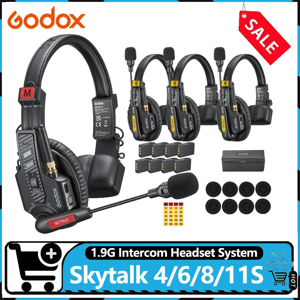 

Godox Skytalk 1.9G Full-Duplex Intercon System 4S/6S/8S/11S/20S 350m Transmission Range Dual Antennas Wireless Microphone
