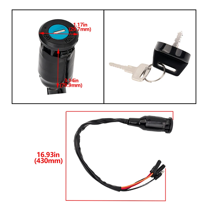 Motorcycle Electric Door Lock 4 Wires Plug Ignition Key Switch for Honda FourTrax 300 TRX300FW 4x4 TRX300 TRX 300 2x4 1990-2000