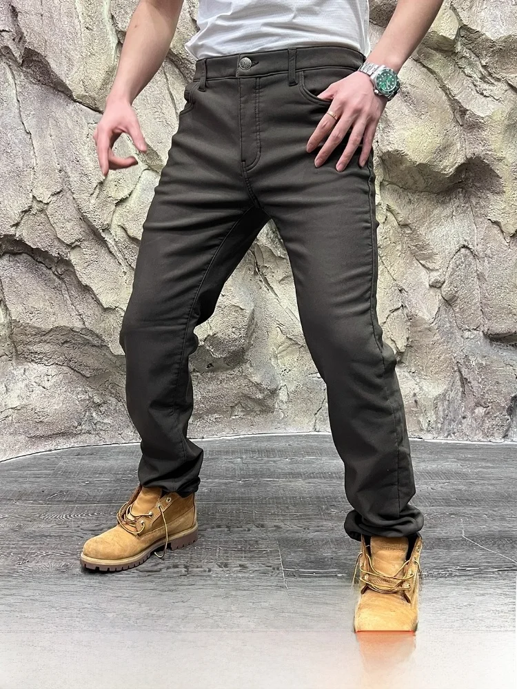 

Уличные мужские повседневные брюки на подкладке Cosite, бархатные, шелковые, эластичные, прямые, мужские повседневные брюки, осень-зима, теплое полиэфирное волокно