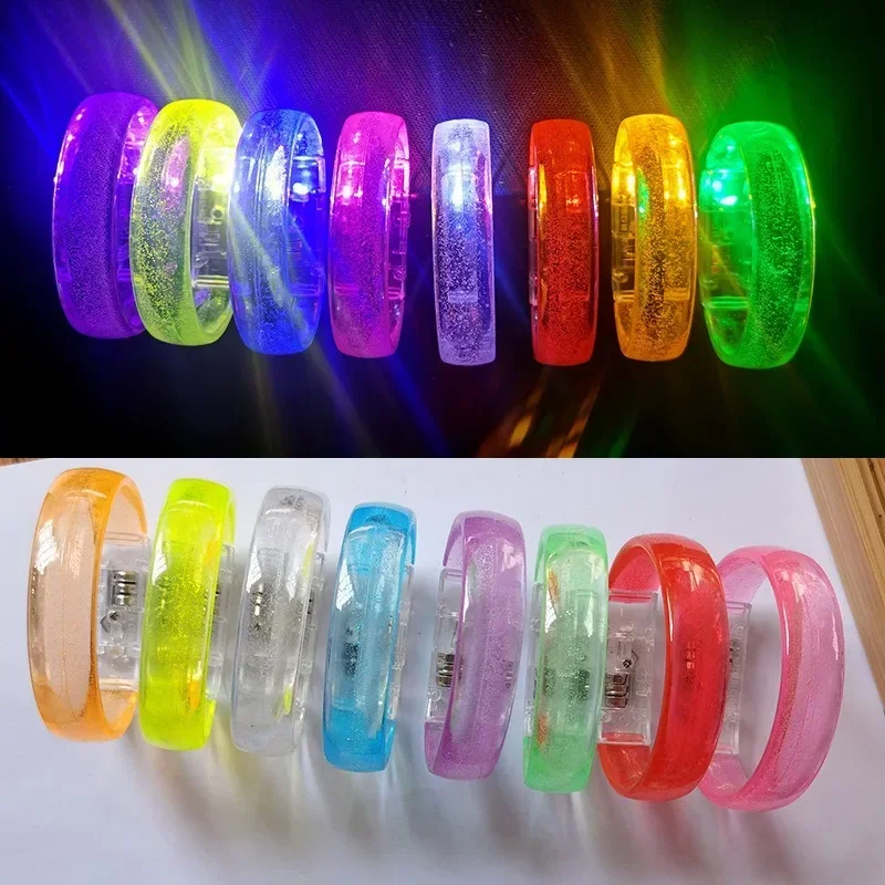 Pulseira de flash de led acrílico com luzes pulseira luminosa colorida mudança de cor crianças brinquedos bar concerto brilho no escuro brinquedos