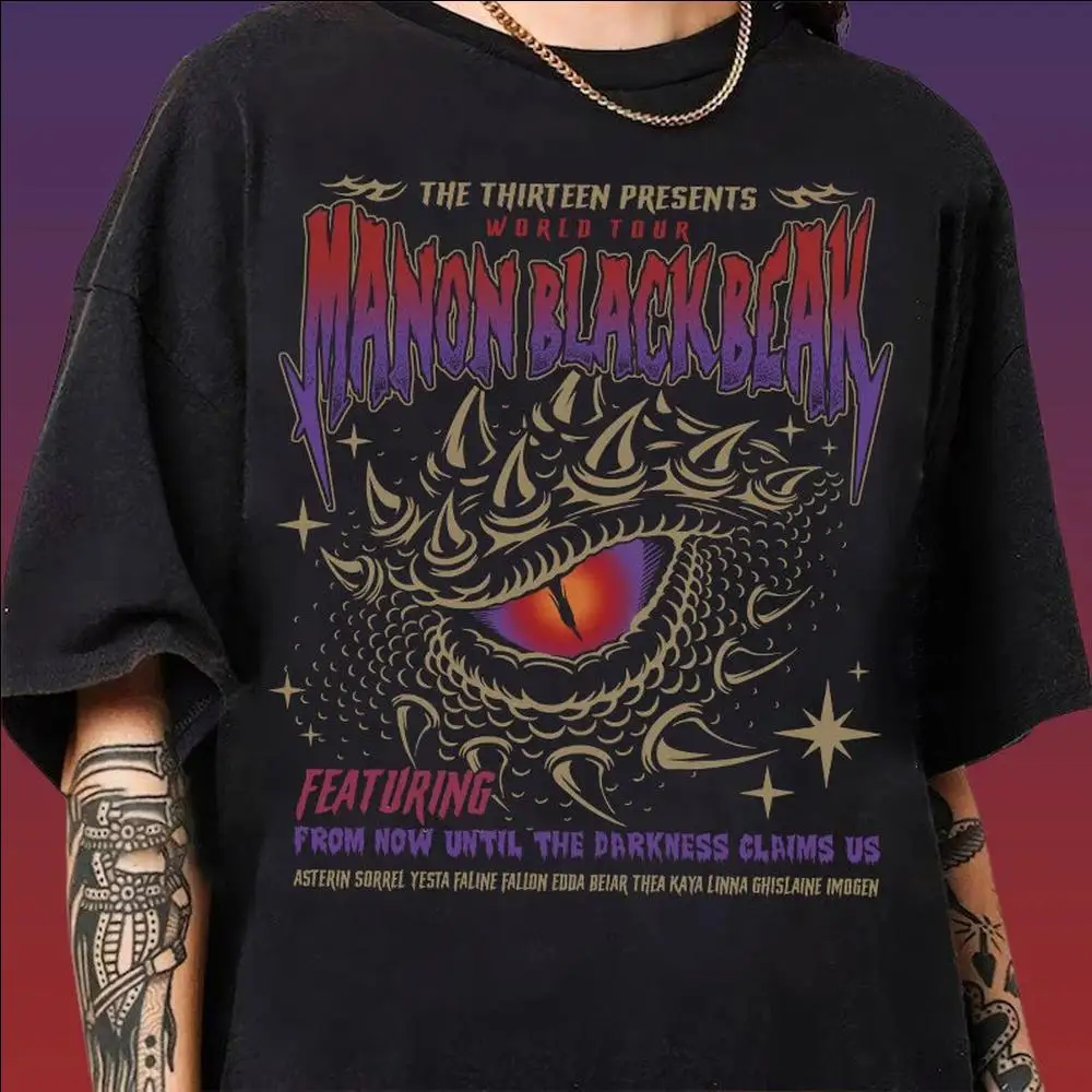 Women Cotton Tshirt Vintage Manon Blackbeak Throne Glass Shirt Sarah J Maas Rowan Whitethorn Shirt Crescent City Book Lovers Tee #2