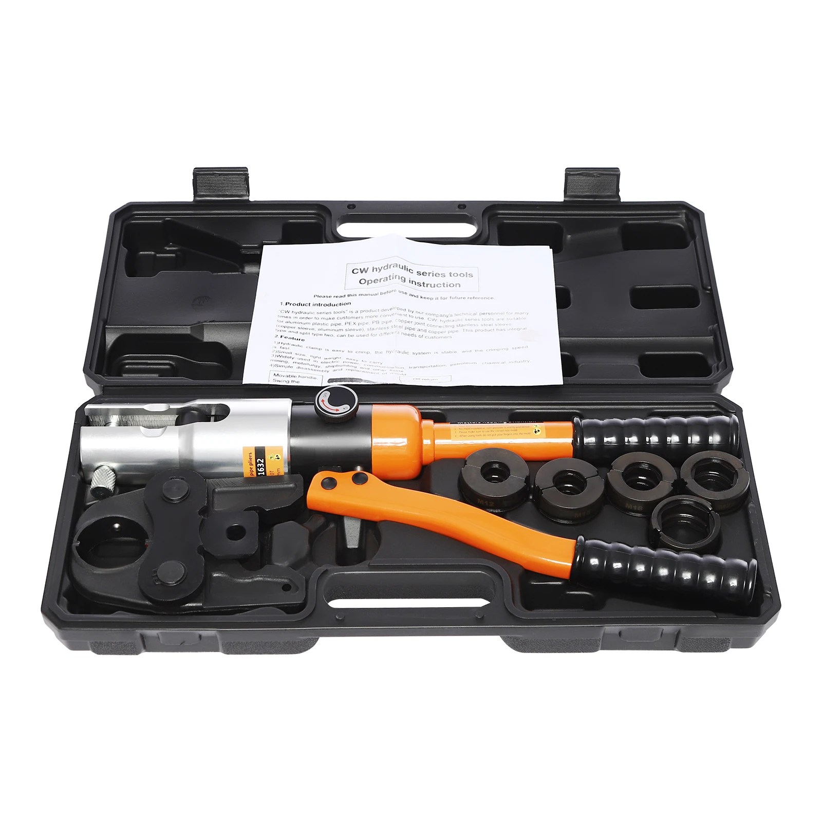 Hydraulische koperen buisfittingen Pijpkrimptang Tang CW-1632 PEX -V /- M Set -5 matrijzen-12, 15, 18, 22, 28 roestvrijstalen buis