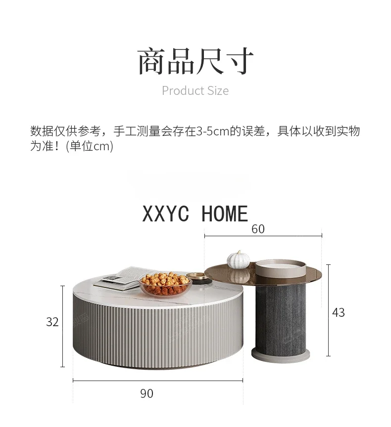 Italian Minimalist Stone Plate Coffee Table TV Cabinet Combination Simple Home round Light Luxury Coffee Table