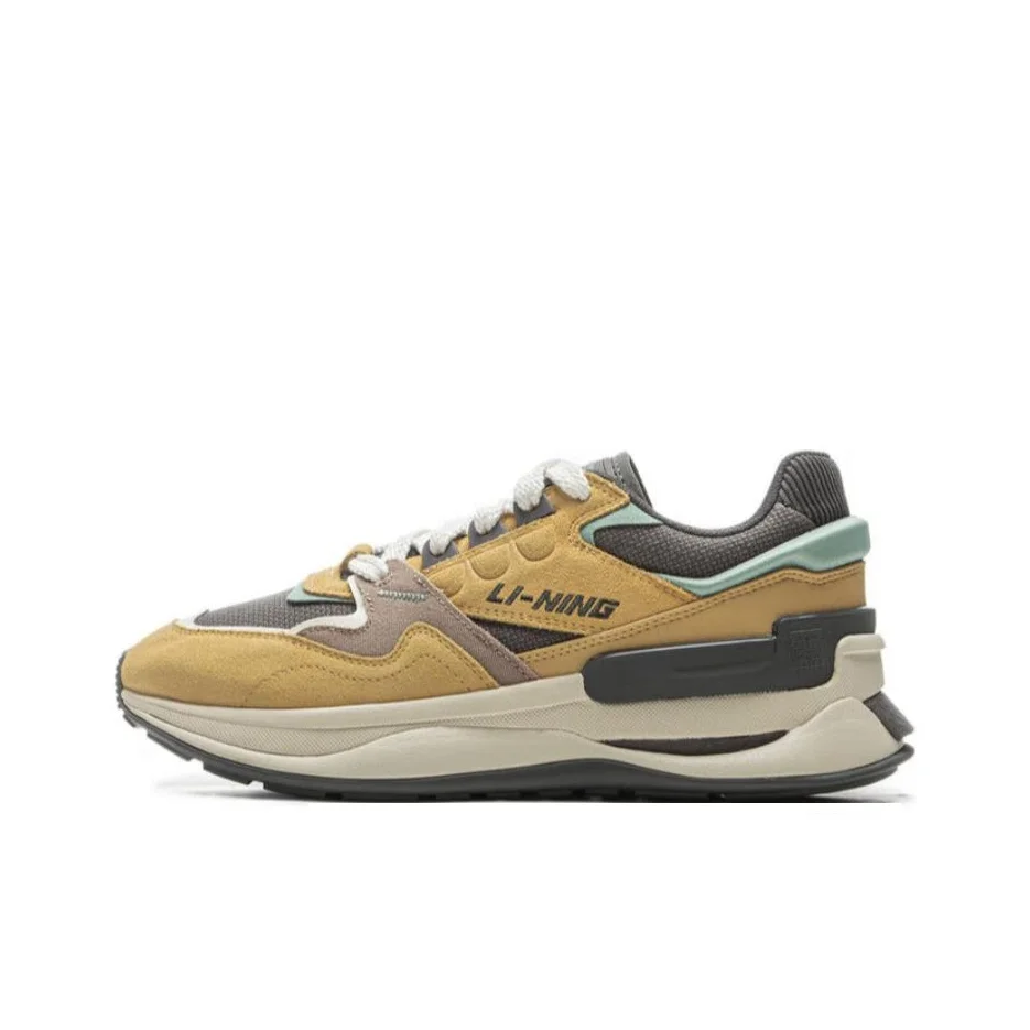 Li Ning 001 Original Aspiration V2 Slip Resistant, Abrasion Resistant, Rebound Low top Casual Shoes Men's Yellow Gray AGCV009-3