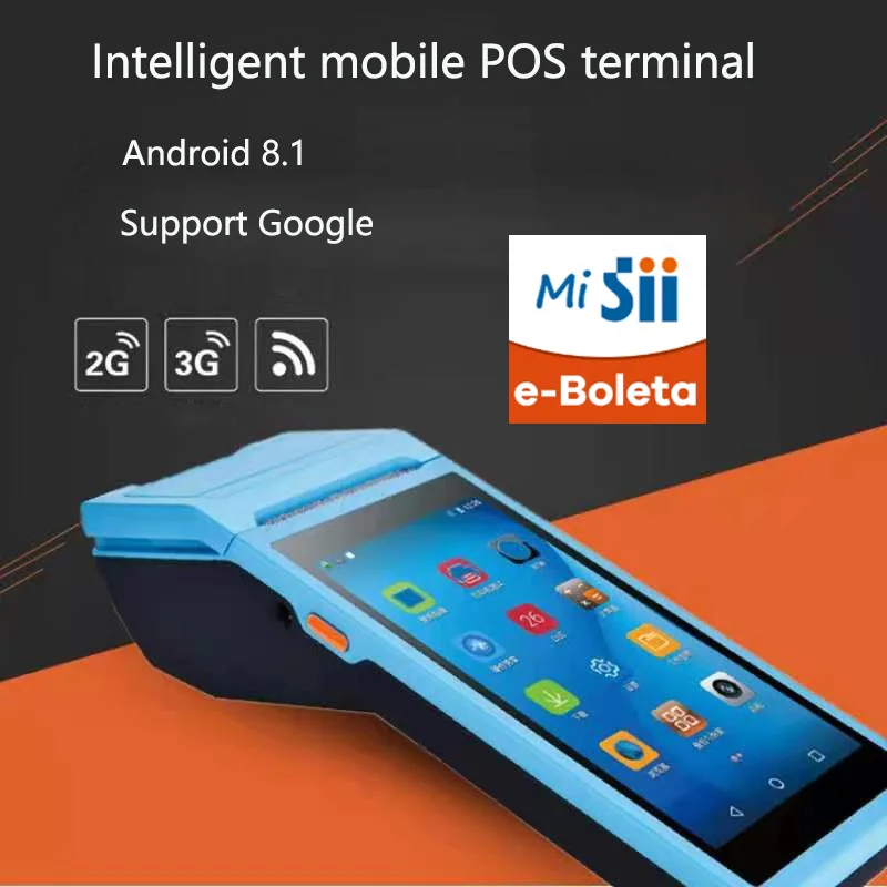 To POS PDA Terminal Android 8.1 With 58mm Bluetooth Thermal Receipt Printer 3G WiFi Mobile For Sii App,e-boleta,Loyverse