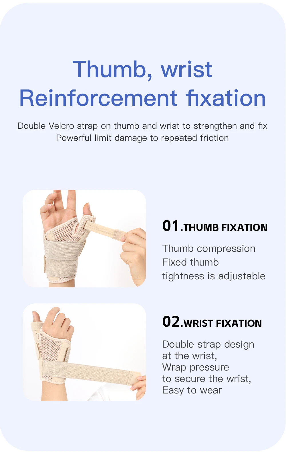 Flexible Schiene, Handgelenk-Daumen-Stützorthese für Sehnenentzündung, Arthritis, atmungsaktiver Daumenschutz, passend für die rechte und linke Hand – Detail 8