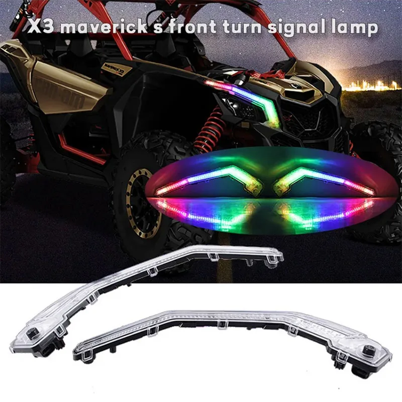 LED Front Turn Signature Light Chasing With RGB Flow Lights Chasing for UTV Can-Am Maverick X3 XDS XRS Max Turbo R 2017-2022