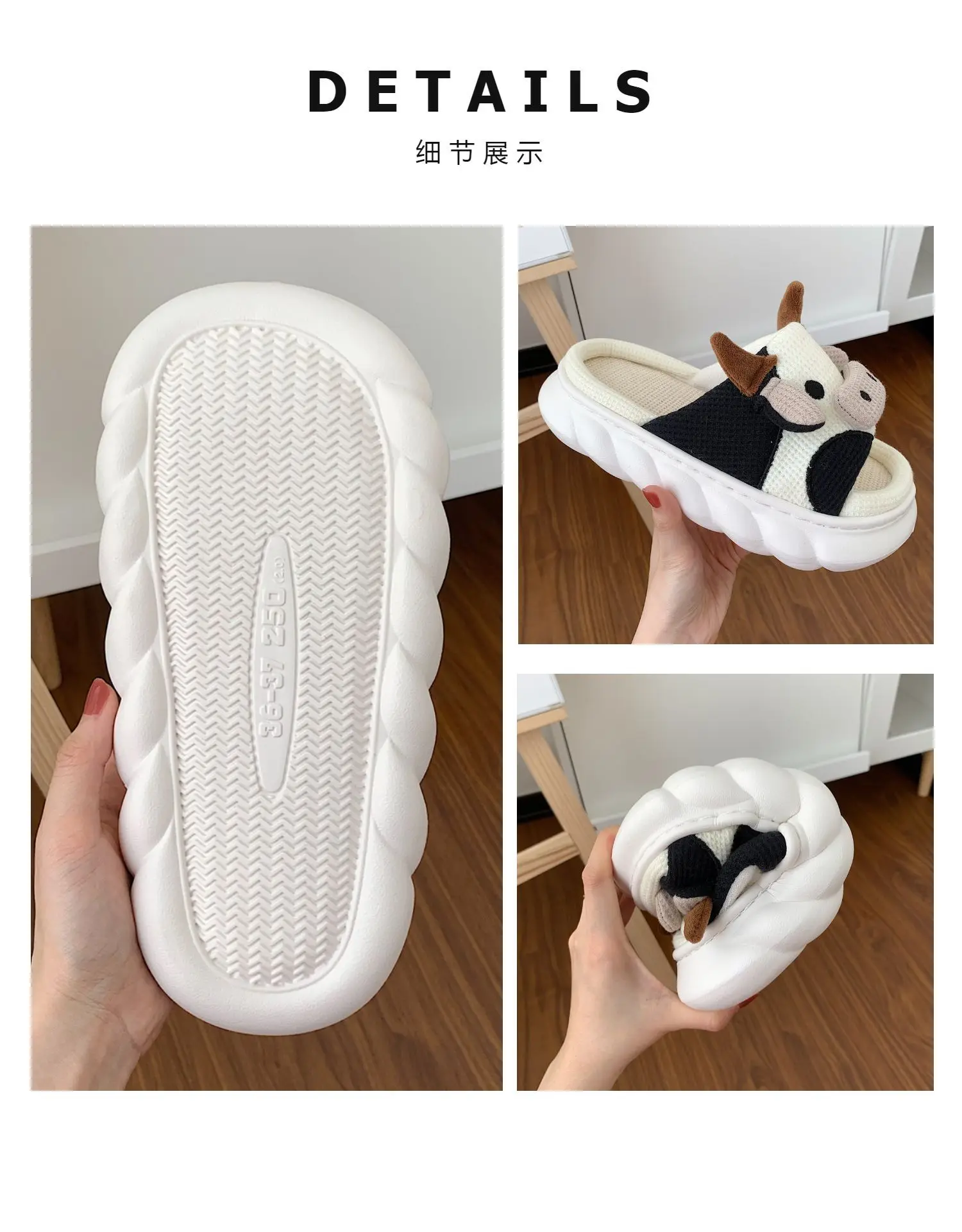 2022 Women\'s Slippers Summer Four Seasons Indoor Home Sandals and Slippers Cute Cartoon Milk Cow House Slippers Funny Shoes