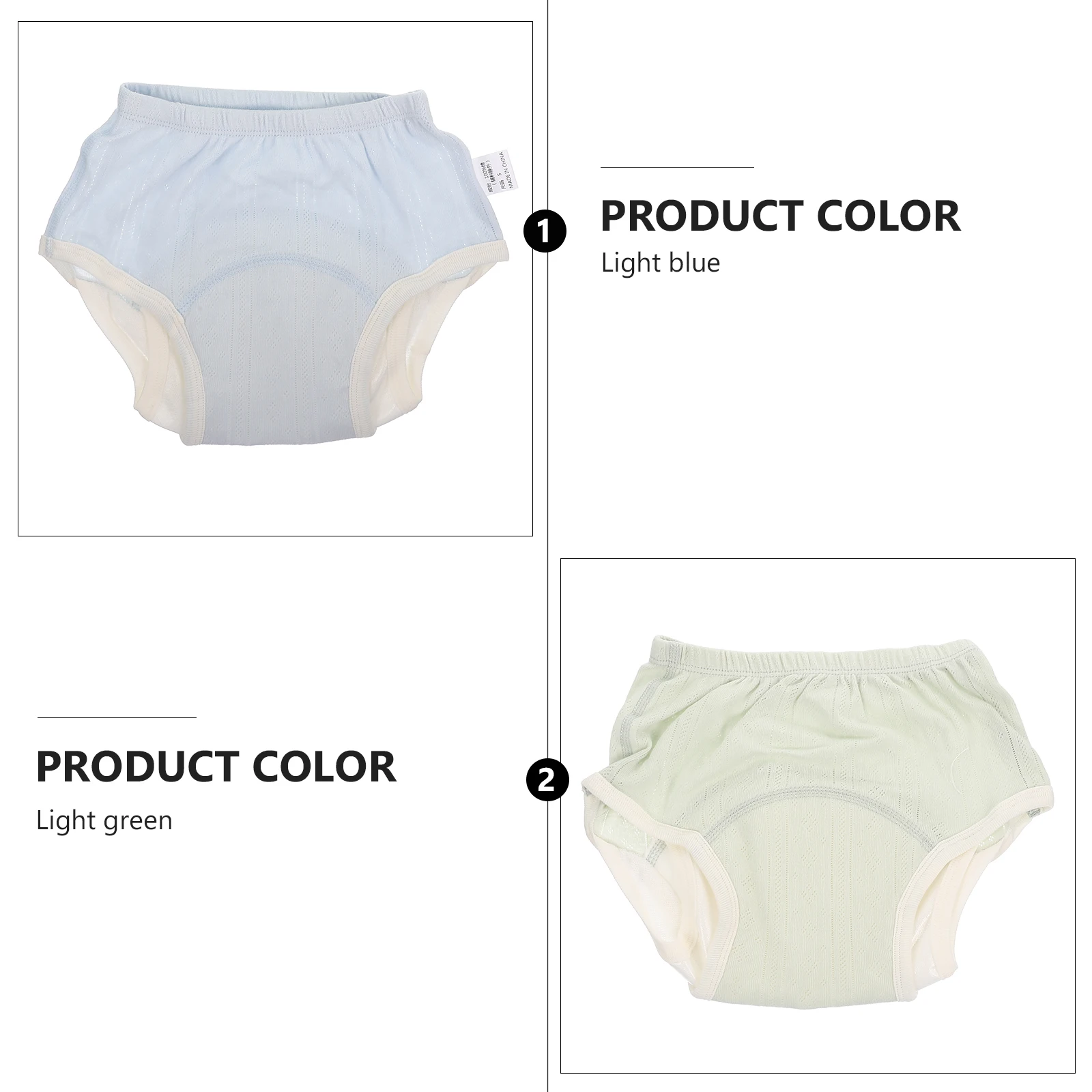

2pcs Baby Cotton Training Pants Padded Toddler Underwear Breathable Leakproof Elastic Leg Fit Machine Washable Easy Clean Potty